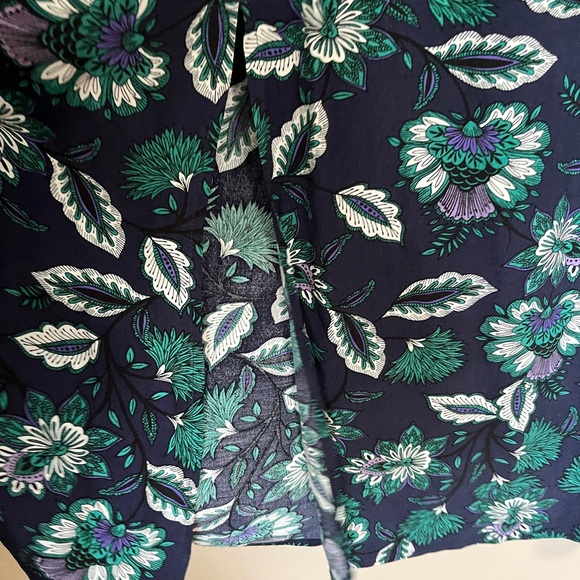 Loft Floral Print Midi Skirt with front button accents and front slit - Picture 4 of 6